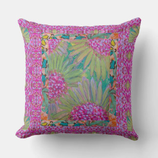Almofada Throw Pillow - Vibrant Pink Flowers
