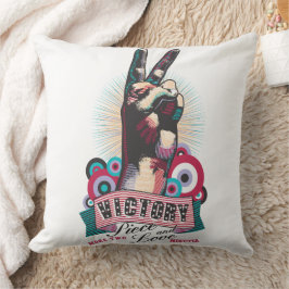 Almofada Throw Pillow – Victory Peace & Love Pop-Art Design