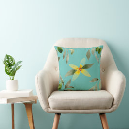 Almofada Throw pillow with olive design on light teal
