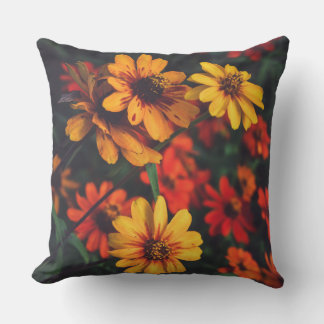 Almofada Throw Pillow Yellow Orange Daisy Floral Botanical