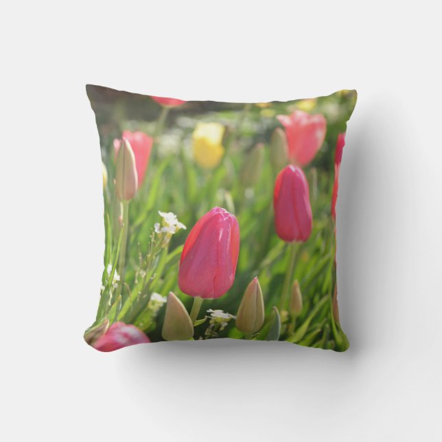 Almofada throwpillow cor-de-rosa da tulipa (Frente)