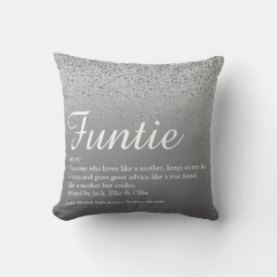 Almofada Tia Funtie Auntie Definição Silver Glitter
