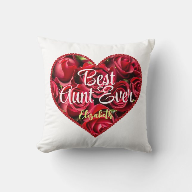 Almofada Tia Melhor Tia Vermelha Típica Única do Coração Ve (Frente)