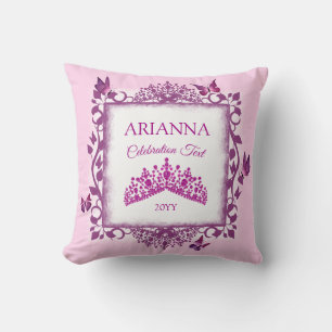 Almofada Tiarara Violeta Personalizada & Borboletas Lembran