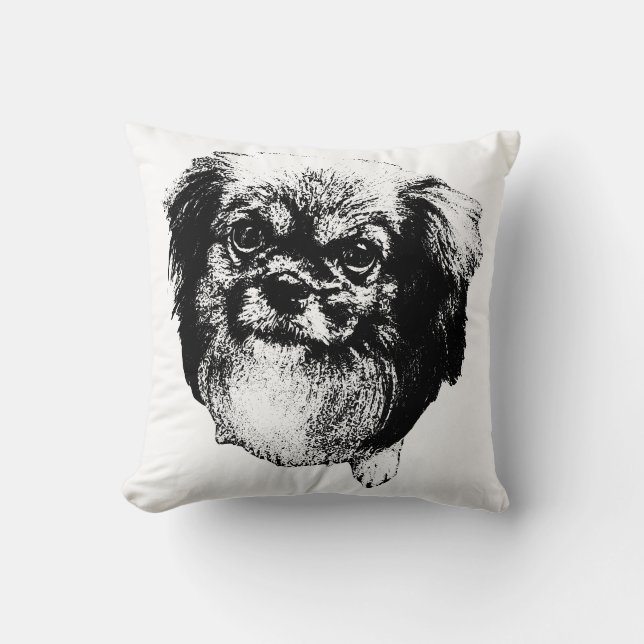 Almofada Tibetan Spaniel Pillow – Elegant Ink Dog Art (Frente)