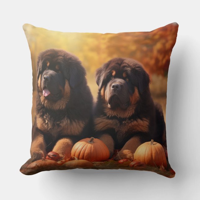 Almofada Tibetano Mastiff Puppy Autumn Delight Pumpkin (Frente)