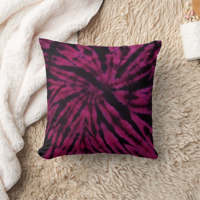 Almofada Tie-Dye Purple Pink Black Hippie Retro Pattern  (Cobertor)