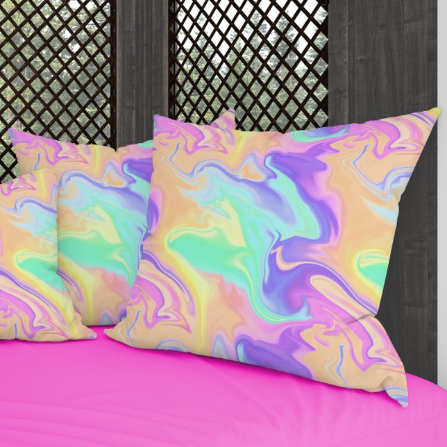 Almofada Tie Dye Swirl Pastel Groovy (Criador carregado)