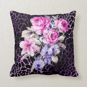 Almofada Tigar Rosa Puro e Roxo do Luxo