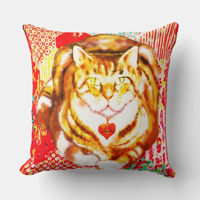 Almofada Tiger Cat Red Decorative Design Background (Frente)
