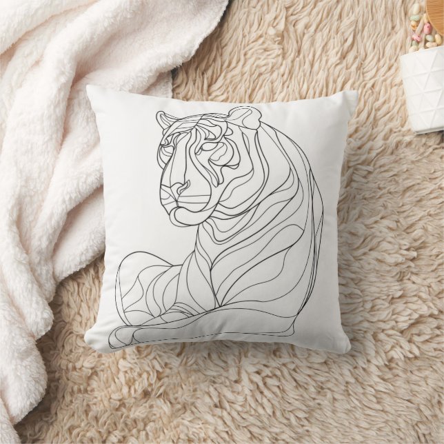 Almofada Tiger Line Art (Cobertor)