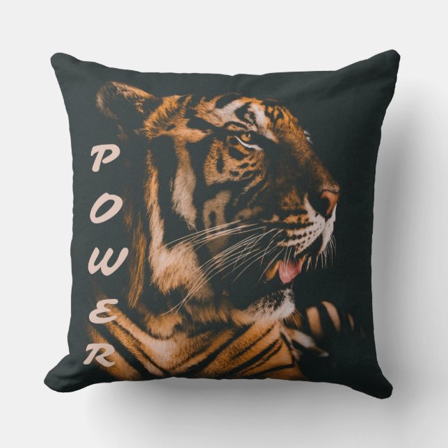 Almofada Tiger Power Stripes Fierce Motivational (Frente)