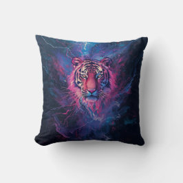 Almofada Tigre Abstrato Neon Thunder Tigrar Brilho Elétrico