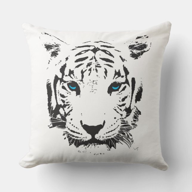 Almofada Tigre branco com Travesseiros decorativos Legal de (Frente)