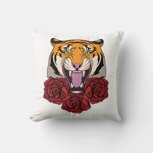 Almofada Tigre com Rosas (Frente)