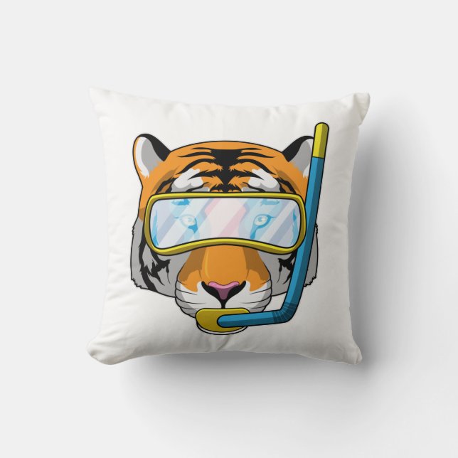 Almofada Tigre como mergulhador com Snorkel (Frente)