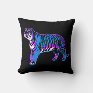 Almofada Tigre Corey Anos 80 Azul Néon Vintage