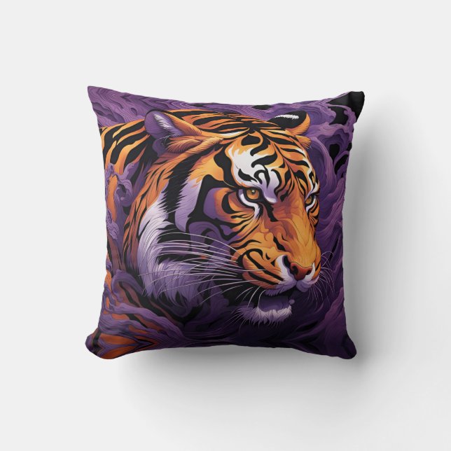 Almofada Tigre em roxo (Frente)