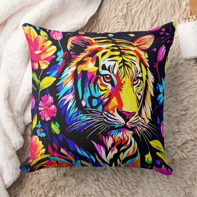 Almofada Tigre em um Sonho Floral (Cobertor)