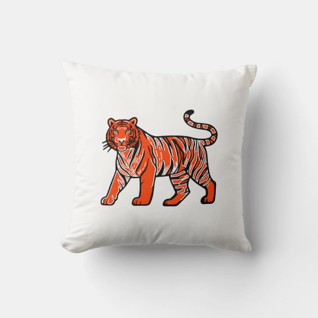 Almofada Tigre Laranja Quente (Frente)