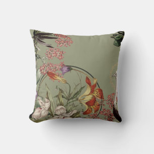Almofada Tigre Moderno Lily e Design Floral Verde-Celeron