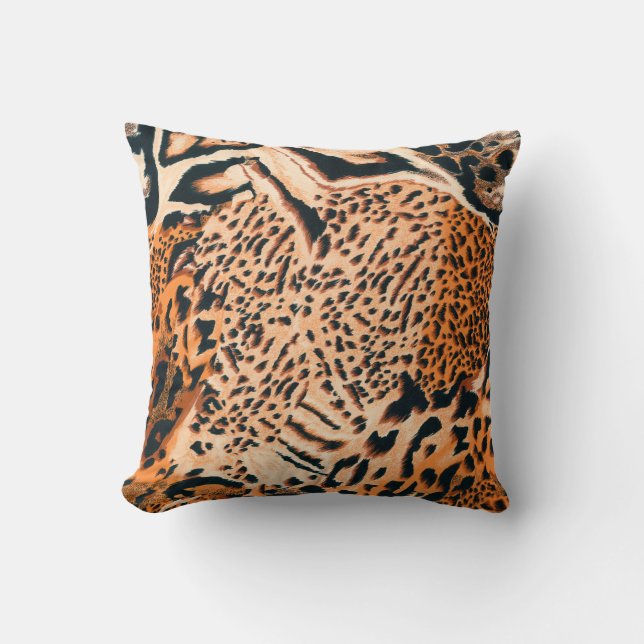 Almofada Tigre sem costura, leopardo e onça-pintada. Texto  (Frente)