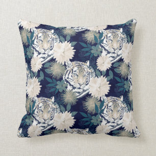 Almofada Tigre Tigre Animal Aquarela Azul Design