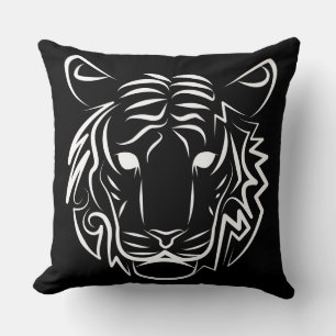 Almofada Tigre Tribal Negro e Branco