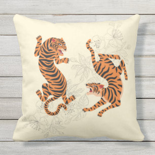 Almofada Tigres com Flor de Cereja