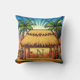 Almofada Tiki Hut Mongram Personalizado Nascer do Sol