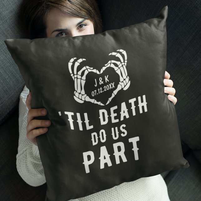 Almofada Til Death Nos Boas Iniciais Casamento (Til Death Do Us Part Newlyweds Initials Wedding Throw Pillow
)