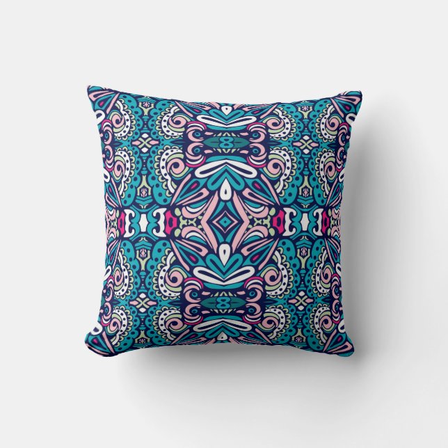 Almofada Tiled ethnic pattern. Abstract geometric mosaic vi (Frente)