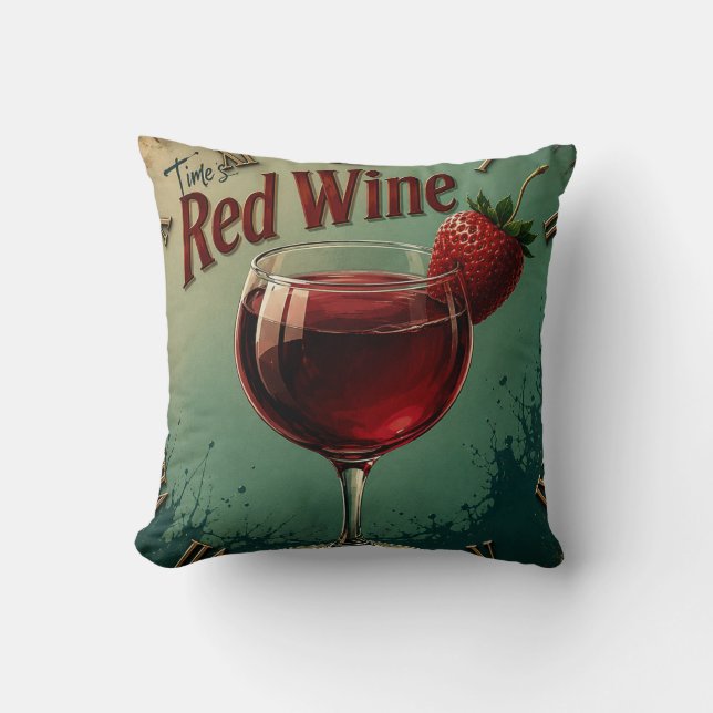 Almofada Time for Red Wine  Rustic Vineyard (Frente)