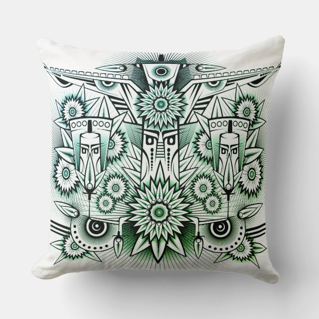 Almofada Tint verde Design Tribal (Frente)