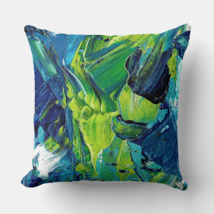 Almofada Tinta Acrílica Abstrata em Azul