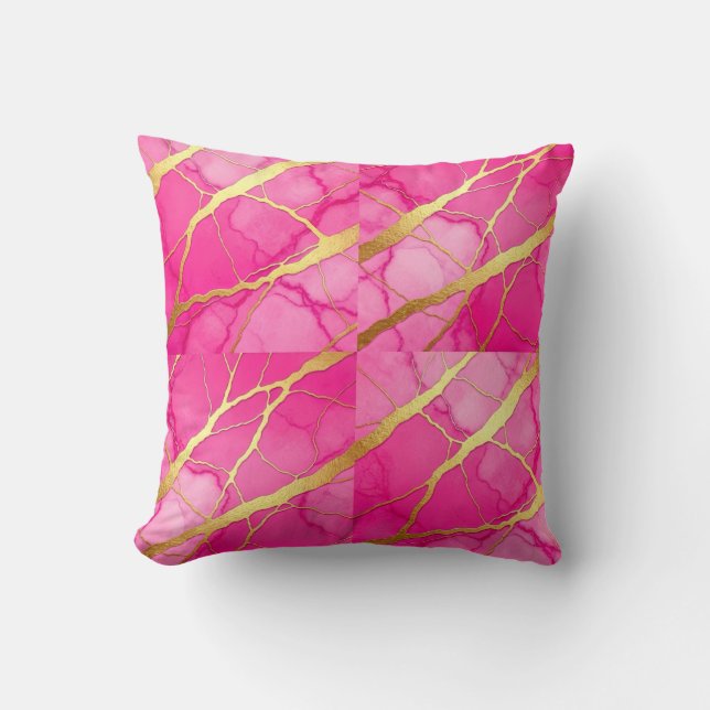 Almofada Tinta Rosa + Travesseiro de Luxo Moderno de Mármor (Frente)