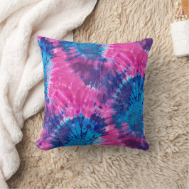 Almofada Tinta Tie Dye Espiral Rosa Azul e Roxo