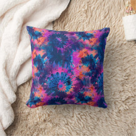 Almofada Tinta Tie Dye Rosa Azul Roxo e Laranja Explosão