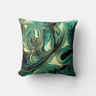 Almofada Tintas acrílicas aquamarinas: fundo abstrato.