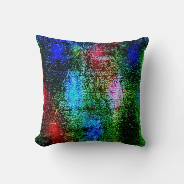 Almofada Tintas velhas, azuis e vermelhas, molhadas com lod (Frente)