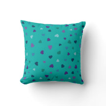 Tiny Hearts, Purple, Teal, Blue on Turquoise