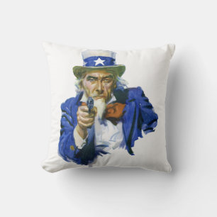 Almofada Tio Sam Patriótico Vintage com Chapéu Estrelado e