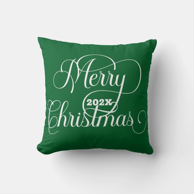 Almofada Tipografia Branca de Feliz Natal Em Verde (Frente)