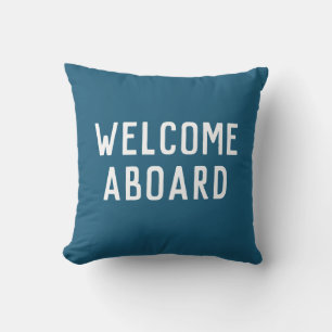 Almofada tipografia clássica WELCOME ABOARD + ANCHOR