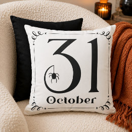 Almofada Tipografia de Halloween Preto e Branco de 31 de Ou