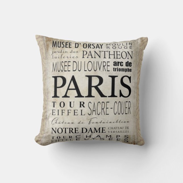 Almofada Tipografia de Paris - estilo do metro (Frente)