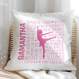 Almofada Tipografia de Pequena Ballerina Rosa