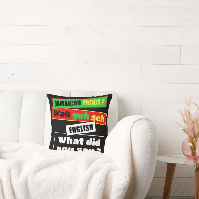 Almofada Tipografia de rasta jamaicana Patois "Wah Yuh Seh" (Sofá)