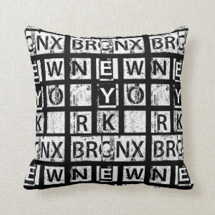 Almofada Tipografia do Grunge de Bronx New York