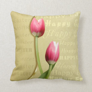 Almofada Tipografia do ouro das tulipas da páscoa